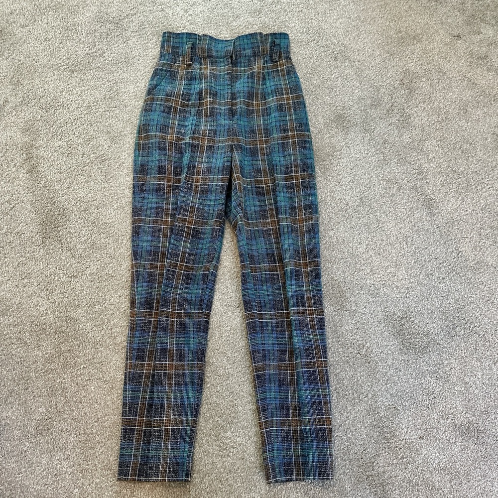 Veronica Beard Blue Plaid Trousers